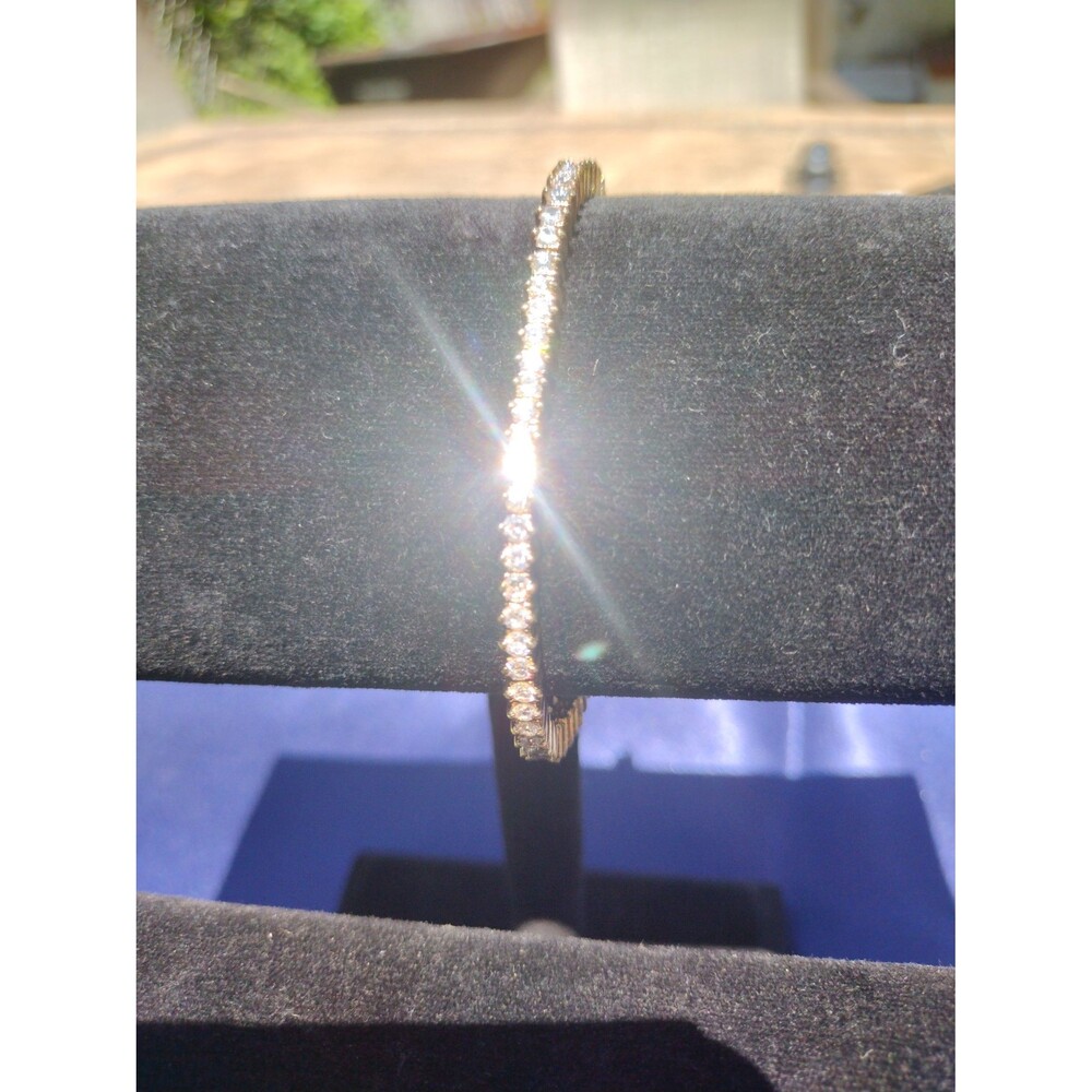 RINC Gold Vermeil Crystal Tennis Bracelet Silver Gilt - Picture 2 of 5